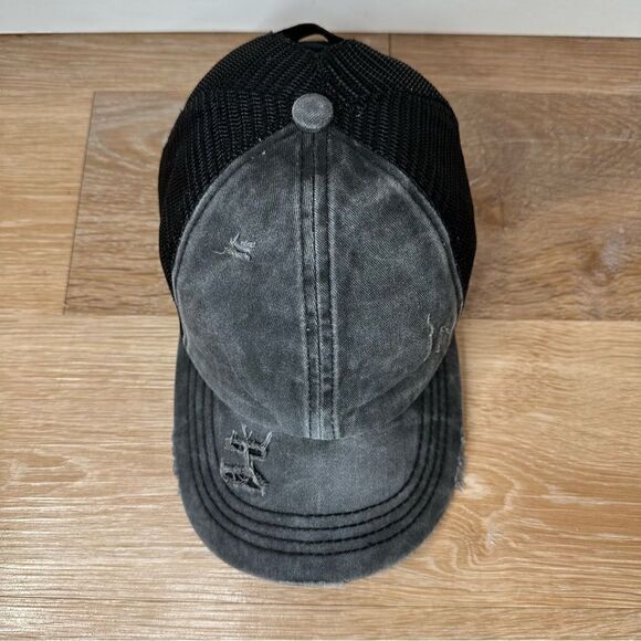C.C Exclusives Gray Distressed Criss Cross Back Ponytail Hat - Picture 2 of 11